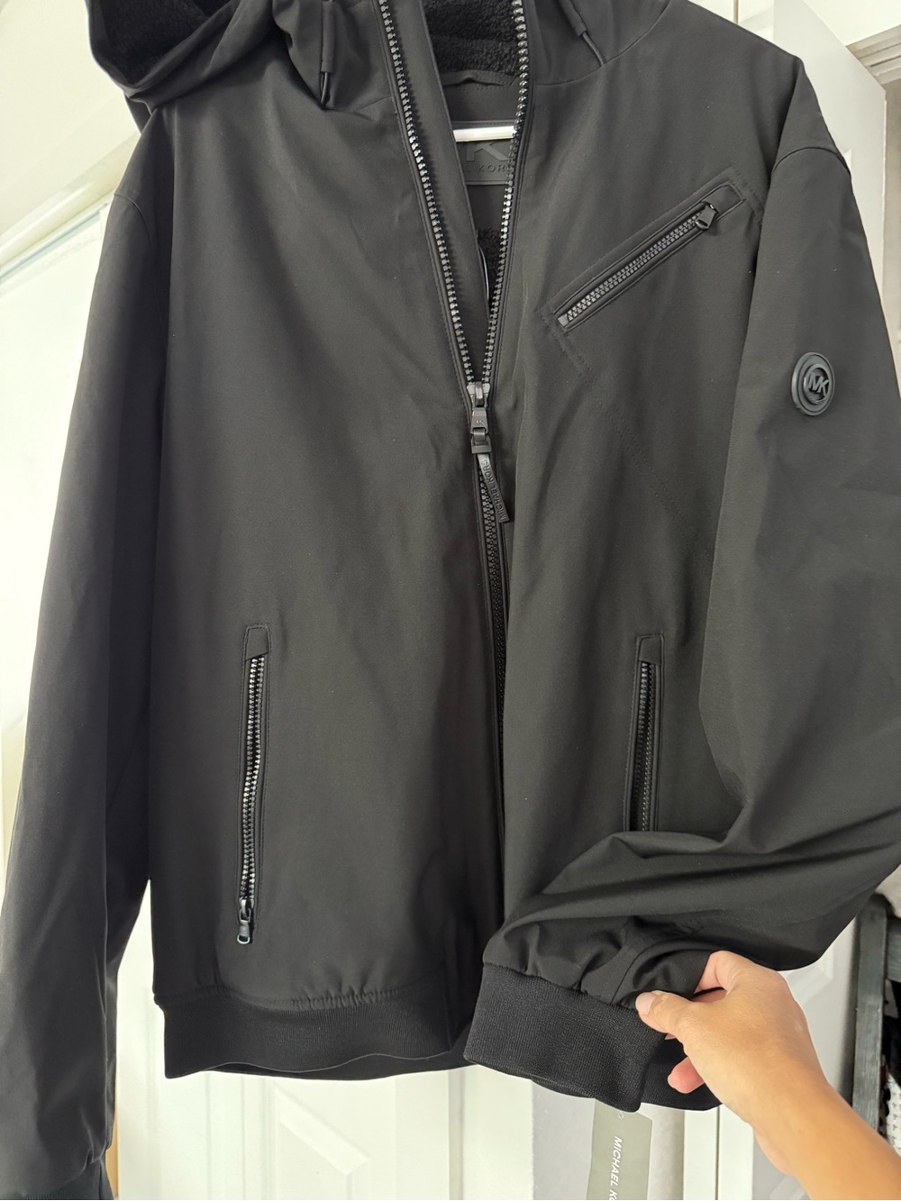 Michael Kors Men’s Black Hooded Bomber Jacket
